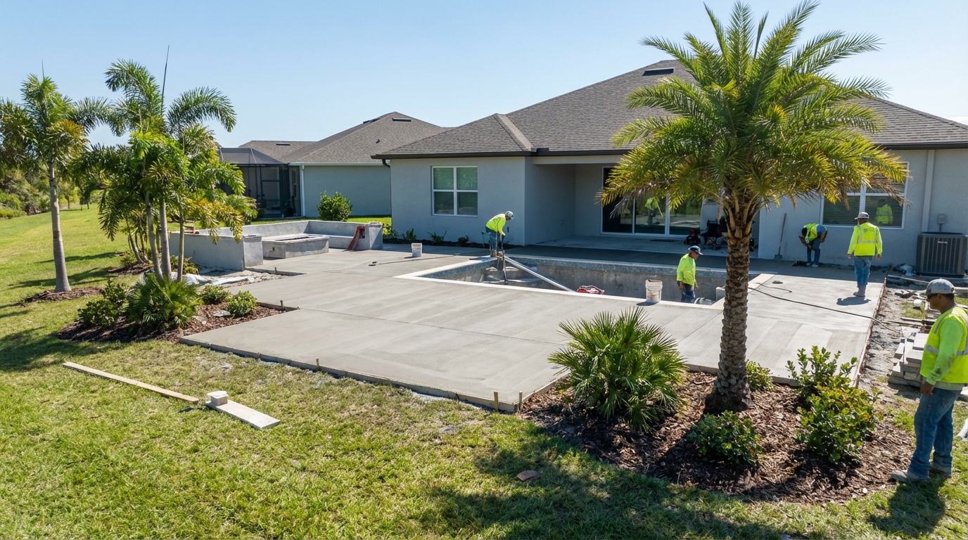 backyard concrete patio Spring Hill FL