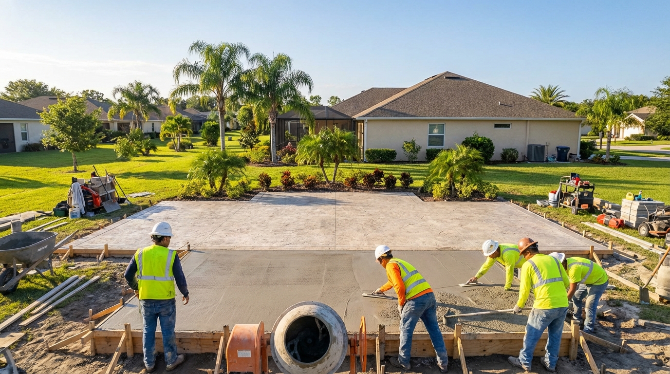 backyard concrete patio slab Spring Hill FL
