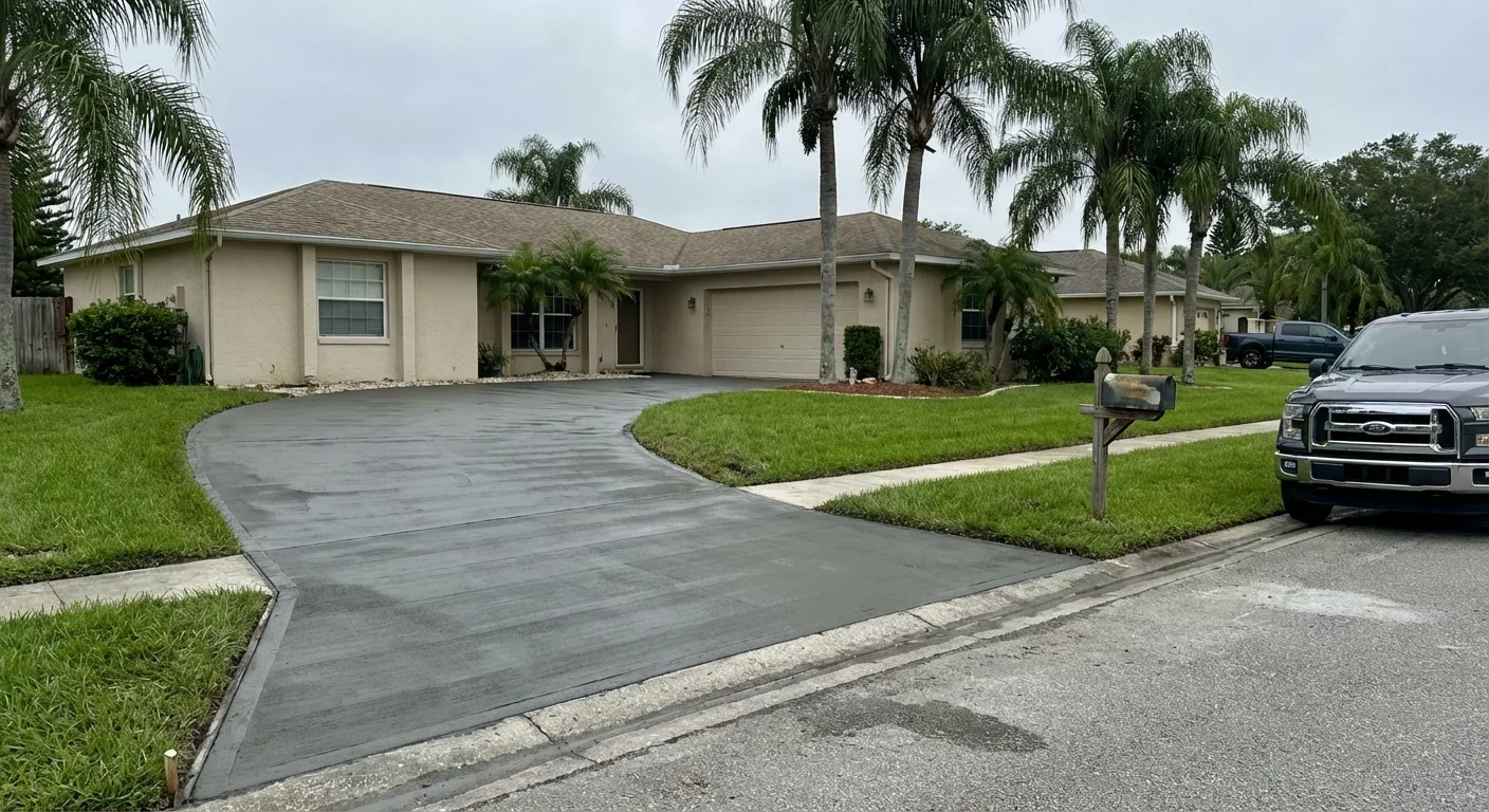 concrete driveway Spring Hill ranch home FL