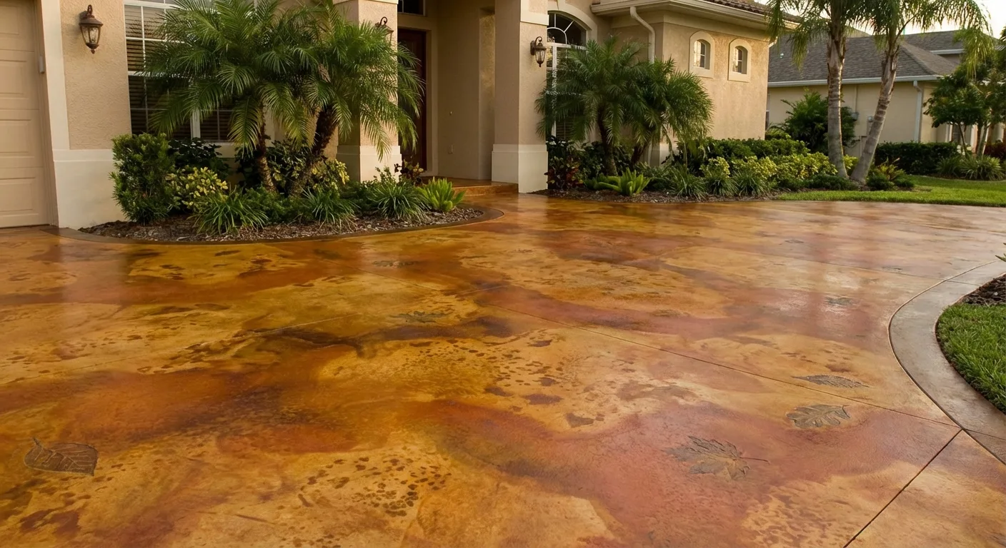concrete driveway stained Sugarmill Woods FL