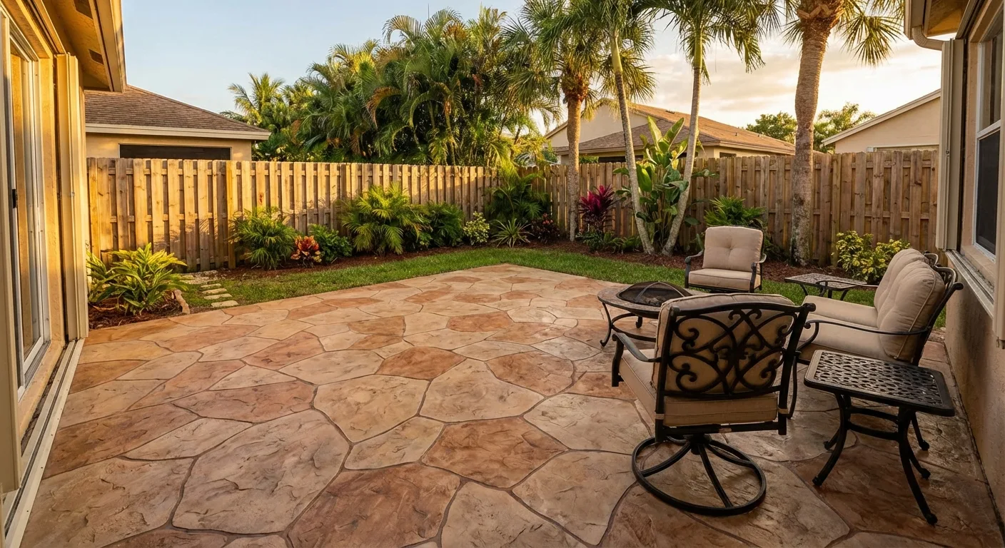 stamped concrete patio stone pattern Sugarmill Woods FL