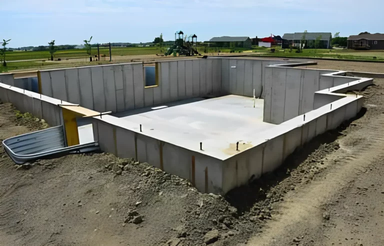 Concrete stem walls and floor slab formed for a new building, Quail Ridge, FL